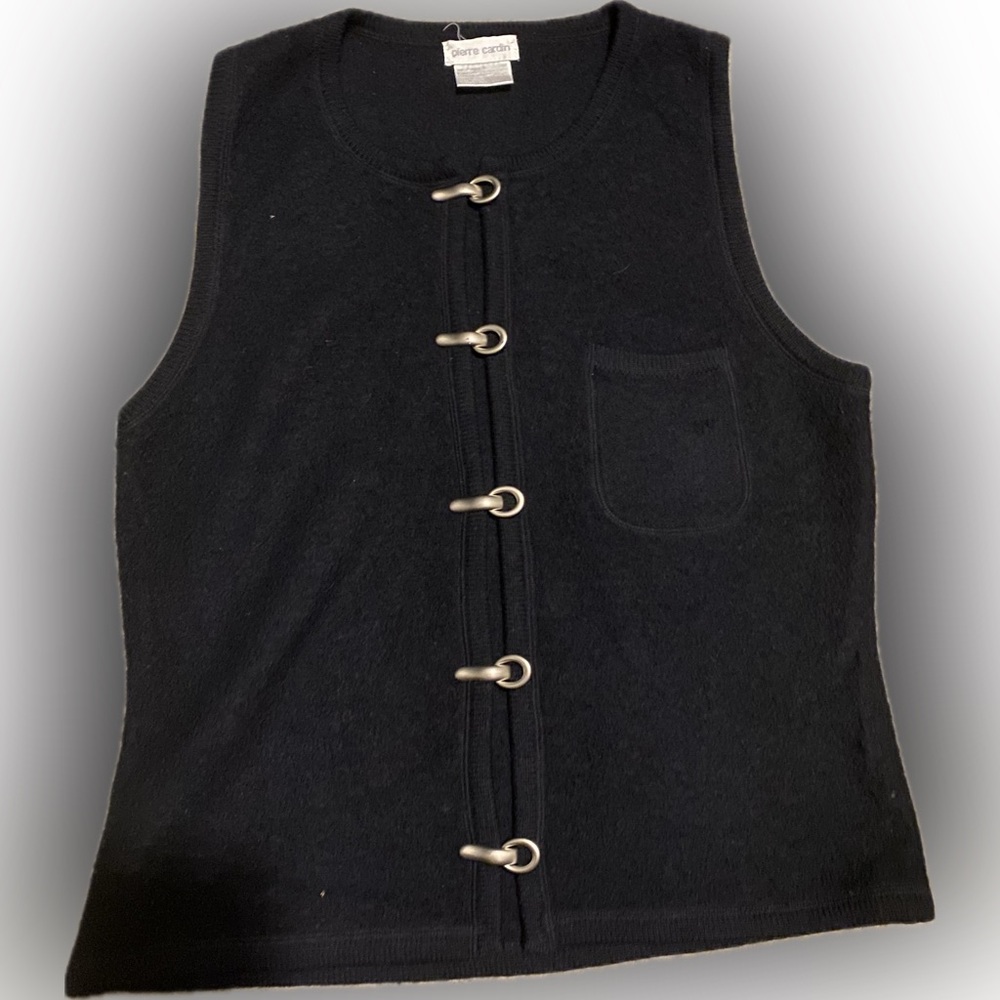 Vintage Pierre Cardin Elegant Black Wool vest
